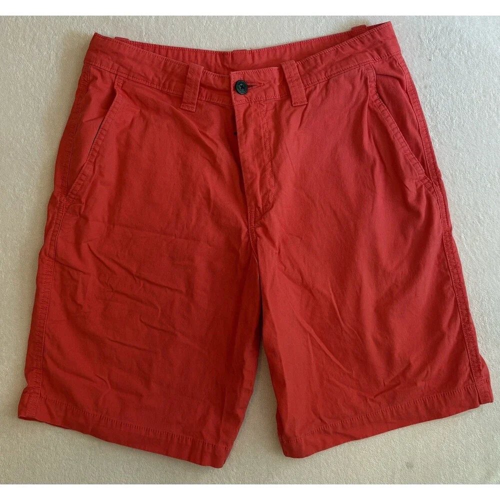 Magellan Outdoors Men’s 30W Red Chino Casual Shorts Cotton Stretch Flat Front
